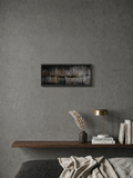 Abstract Gold Painting Horizontal Wall Art Textured Canvas Original Contemporary Design Metallic Highlights Neutral Tone Palette Warm Color Scheme Living Room Statement Piece Modern Home Styling Crackled Surface Texture Light Catching