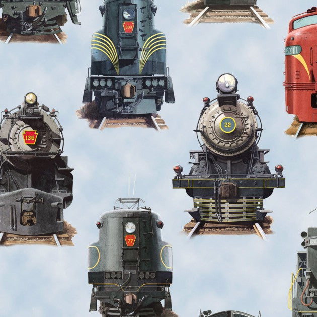 All aboard Trains Fabric by the yard