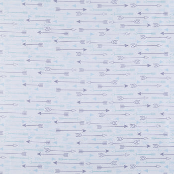 Aztec Multi Horizontal Arrow White Aqua Geometric Fabric by the yard