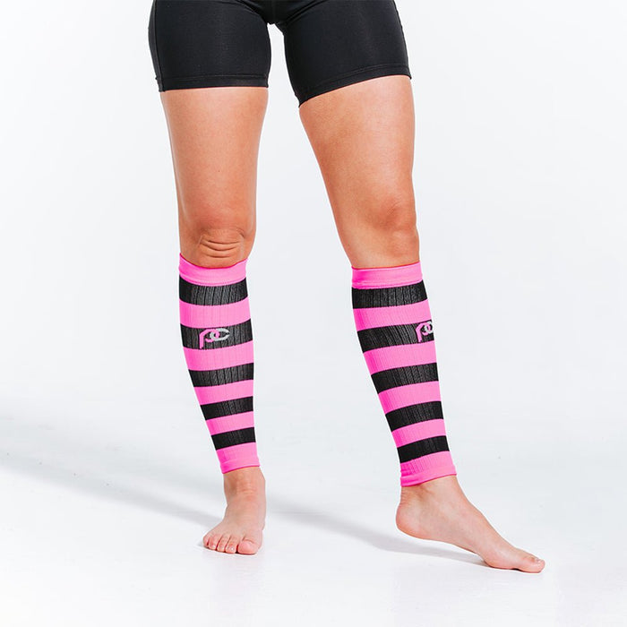 Calf Sleeves, Neon Pink and Black - PRO Compression