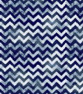 Chevron Indigo Rick Rack Zig Zag Geometric Fabric by the yard
