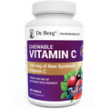 Chewable Vitamin C Complex, no added sugar, 60 wafers, front view, bottle with Dr. Berg branding and mixed berries on the cover.