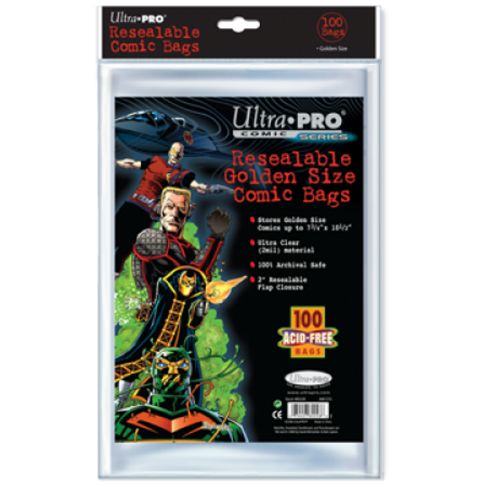 Comic Bags - Golden Size - Resealable (100 per pack) - Special Order