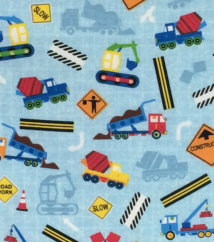 Construction Blue Novelty Fabric by the yard