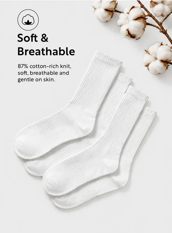 Cotton-Rich Comfort Crew Socks (2-Pack)