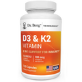 D3 and K2 Vitamin 10,000 IU, 120 capsules, front view, bottle with Dr. Berg branding.