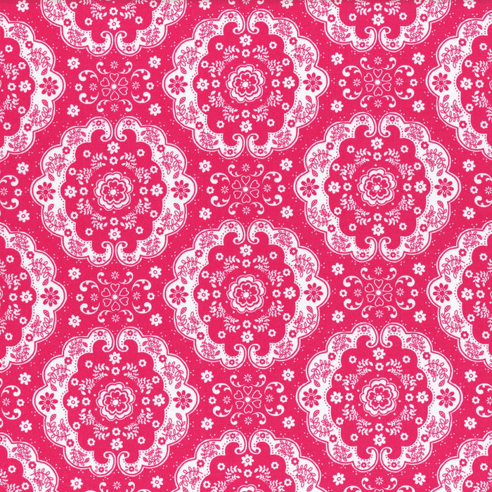 Damask Fuchsia Floral Fabric by the yard