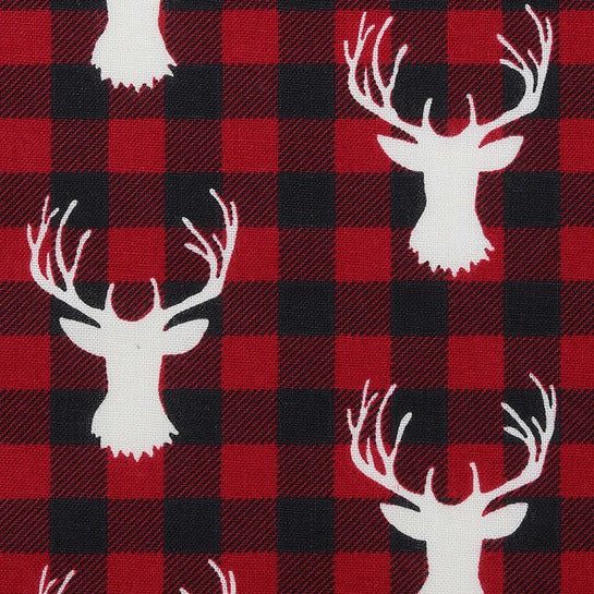 Deer Reindeer Buck Woodland Buffalo Check Plaid Fabric by the yard