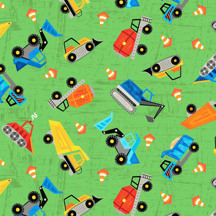 Detour Ahead! Construction Trucks Fabric by the yard