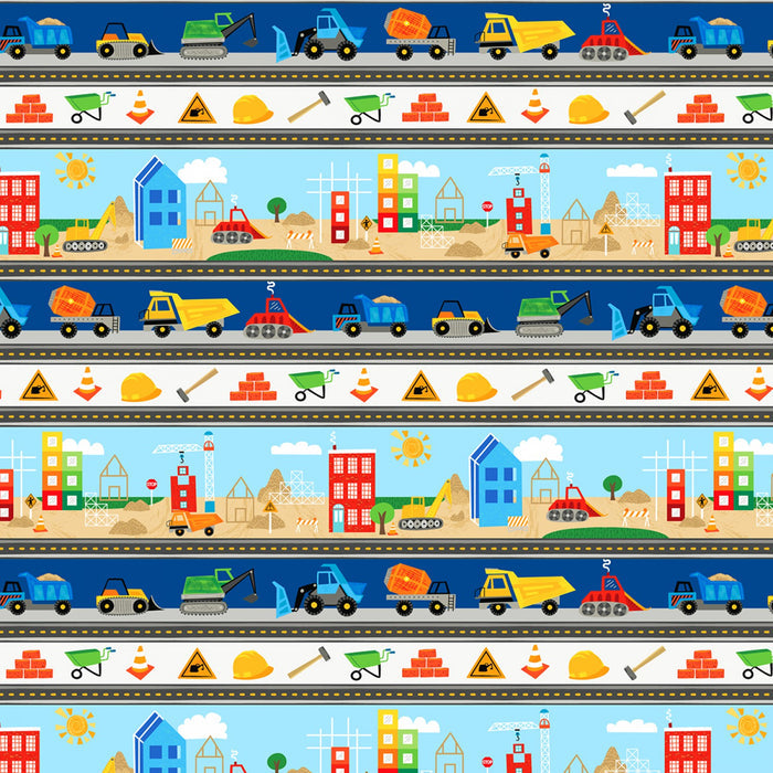 Detour Ahead! Construction Trucks Fabric by the yard