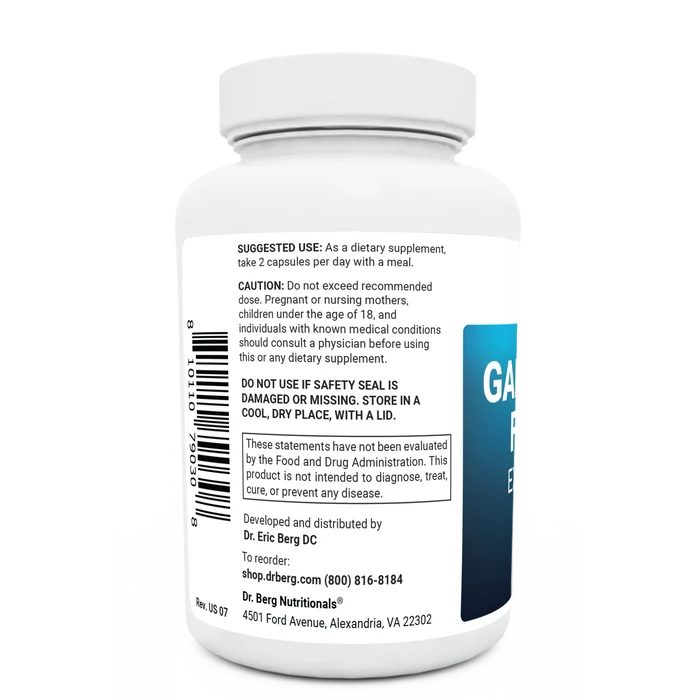 Gallbladder Formula bottle label, left side view, suggested use instructions, safety warning details.