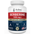 Dr. Berg Berberine 1200 mg with Ceylon Cinnamon, 60-capsule metabolism support supplement, non-GMO and packaged in the USA.