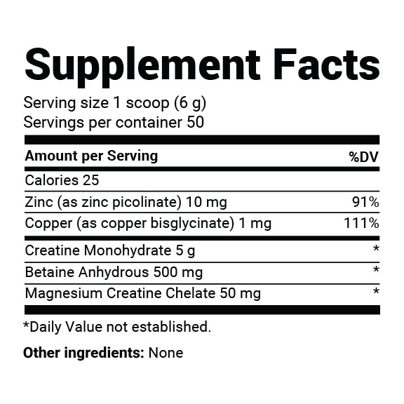 Close-up of Dr. Berg Creatine Monohydrate Powder supplement facts table.