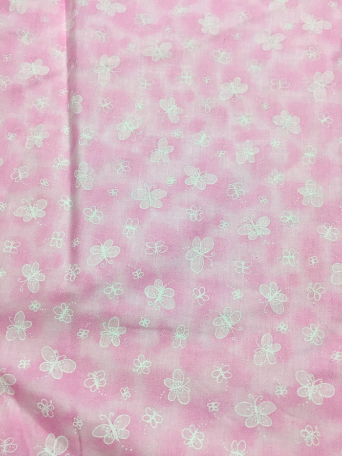 Etchings Butterflies Pink Butterfly Fabric by the yard