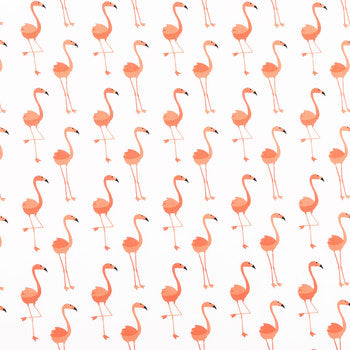 Flamingo Peach White Fabric by the yard