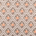 Gray Orange Damask Floral Fabric by the yard