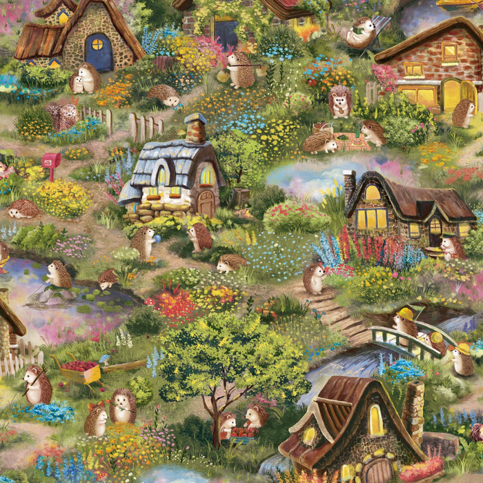 Hedgehog Village Master Fabric by the yard