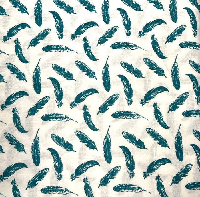 Woodland Deep Lake Feathers Fabric by the yard