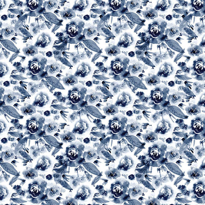 Indigo Rose - Reverie Roses Floral Fabric by the yard