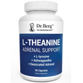 L-theanine Adrenal Support, 90 capsules, front view, bottle with Dr. Berg branding.