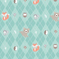 Little Forest Animals in Argyle Fabric by the yard