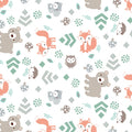 Little Forest Animals with Leaves Fabric by the yard
