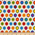 Lost World Polygon White Cubes Geometric Fabric by the yard