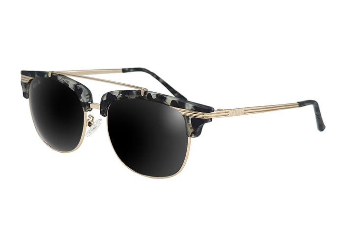 Matte Gray Tortoise Shell Gold - Jet Black Lens Polarized - Castaway