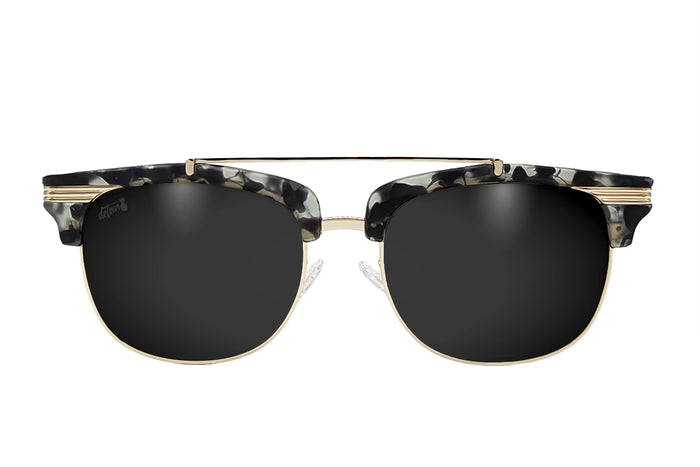 Matte Gray Tortoise Shell Gold - Jet Black Lens Polarized - Castaway