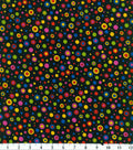 Multi Bright Dots Medium Black Fabric by the yard