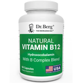 Natural Vitamin B12 Hydroxocobalamin with B-Complex Blend, 60-capsule bottle, front view with Dr. Berg branding, packaged in the United States.