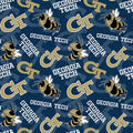 NCAA-Georgia Tech Yellow Jackets Tone on Tone Cotton Fabric by the yard