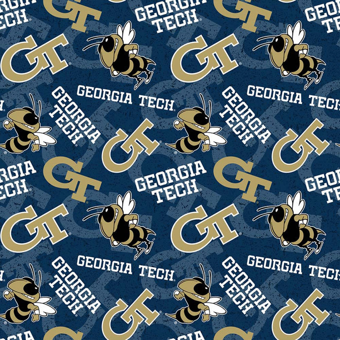 NCAA-Georgia Tech Yellow Jackets Tone on Tone Cotton Fabric by the yard