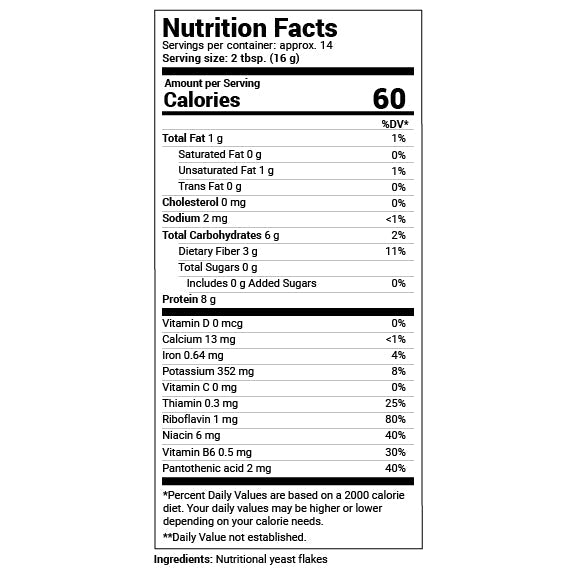 Close-up of the Supplement Facts label showing serving size, servings per container, and ingredient amounts with % Daily Value information.