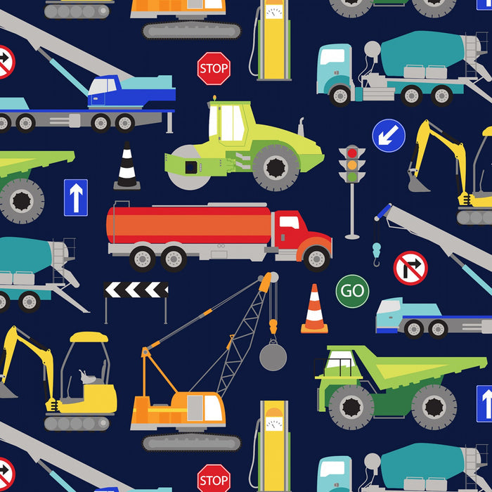 One of a Kind Construction Trucks Fabric by the yard