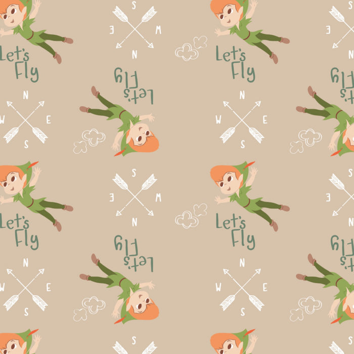 Peter Pan and Tinker Bell Let's Fly Fabric by the yard