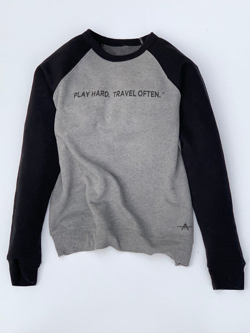 "Play Hard. Travel Often." Cloud 9 Graphic Sweatshirt