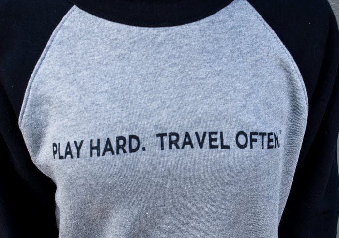"Play Hard. Travel Often." Cloud 9 Graphic Sweatshirt