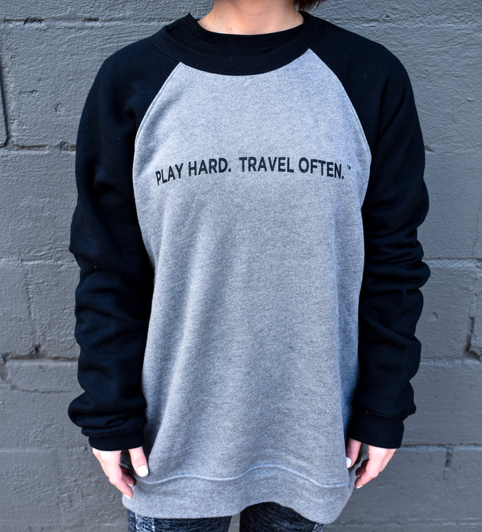 "Play Hard. Travel Often." Cloud 9 Graphic Sweatshirt