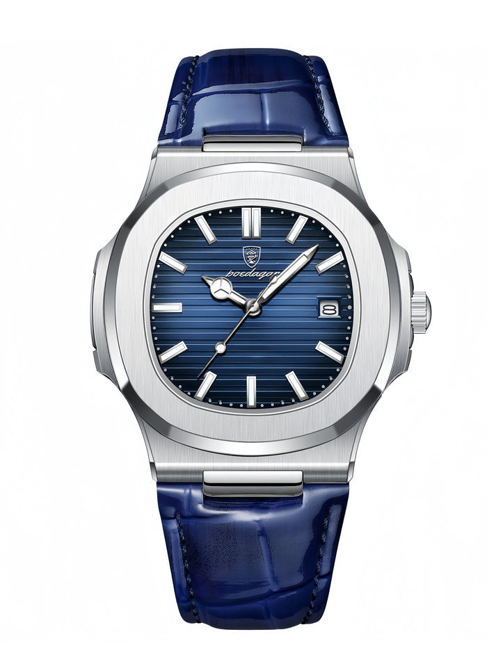 POEDAGAR Ultra Thin Waterproof Men's Watch with Calendar, Mineral Glass, and Unique Octagonal Case Design