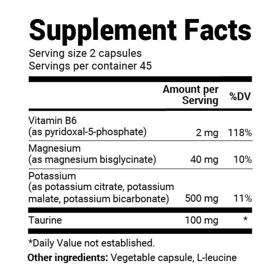 Supplement Facts label for Potassium Tri-Blend Complex showing the full ingredient list.