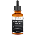 Scalp and Hair Serum with 15 phytonutrient-rich essential oils, 2 fluid ounces, front view, glass bottle with dropper, Dr. Berg branding.