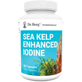 Sea Kelp Enhanced Iodine, 90 capsules, front view, bottle with Dr. Berg branding and seaweeds on the cover.