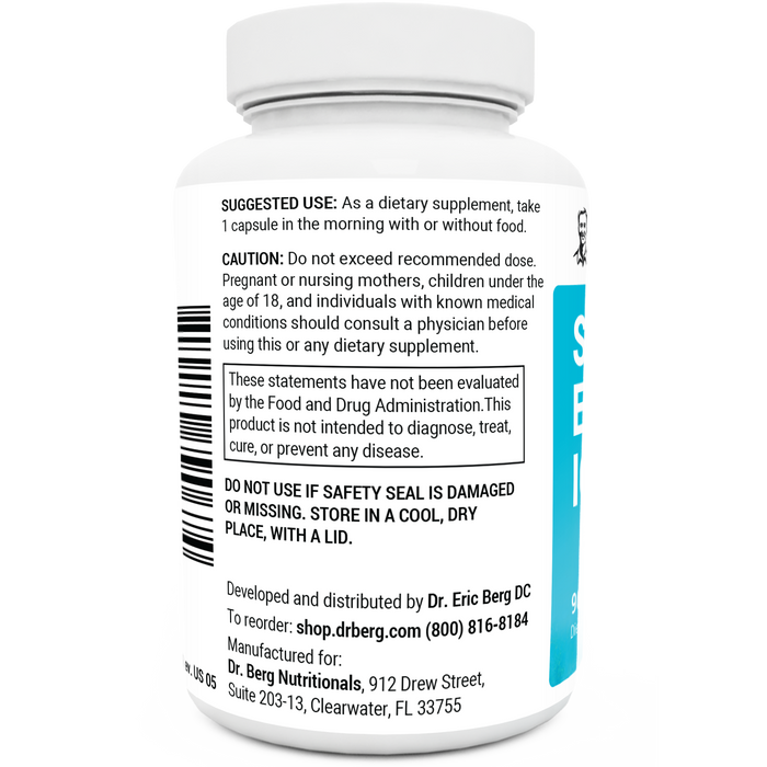 Sea Kelp Enhanced Iodine bottle label, left side view, suggested use instructions, safety warning details.