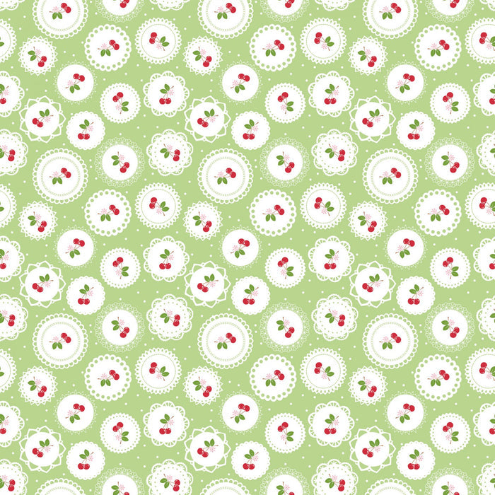 Sew Cherry 2 by Lori Holt Floral Daisy Green Fabric by the yard