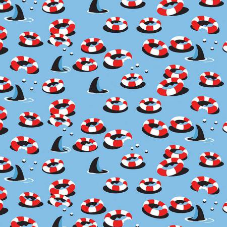 Shark Town Sharks Fish Fabric by the yard