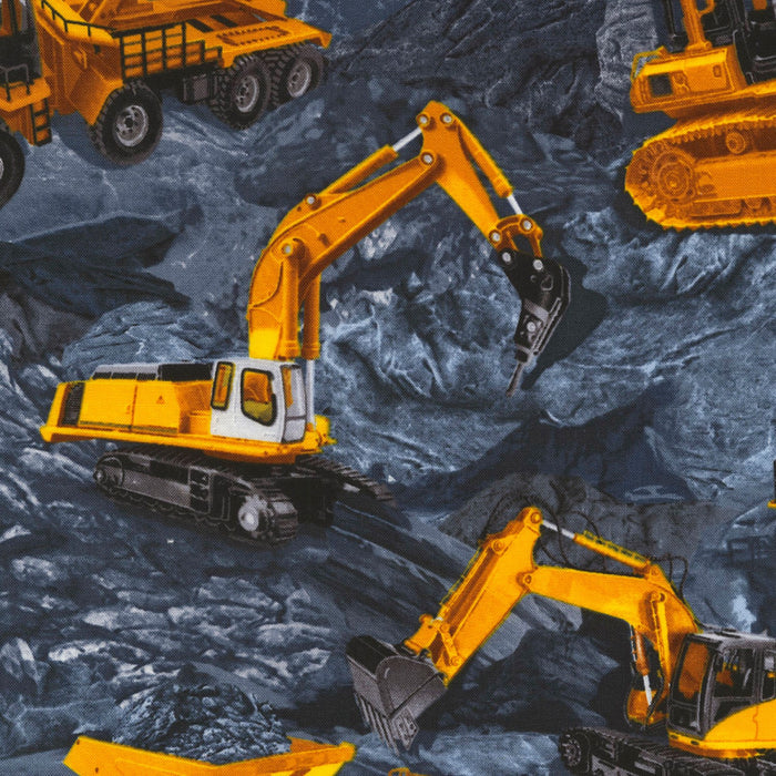Slate Excavator Fabric by the yard