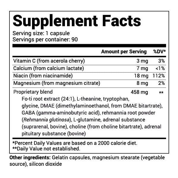 Close-up view of Sleep Aid Regular Formula supplement facts label.