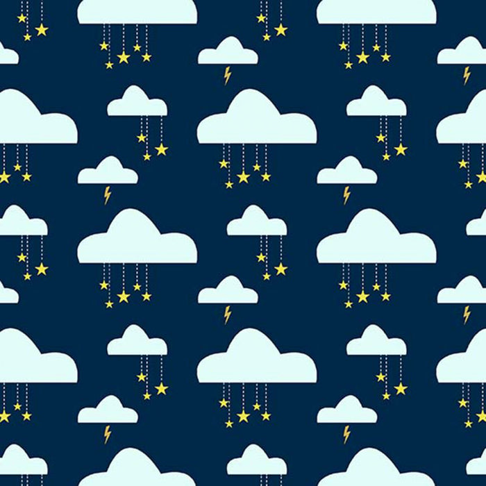 Swinging on a Star Clouds Stars Fabric by the yard