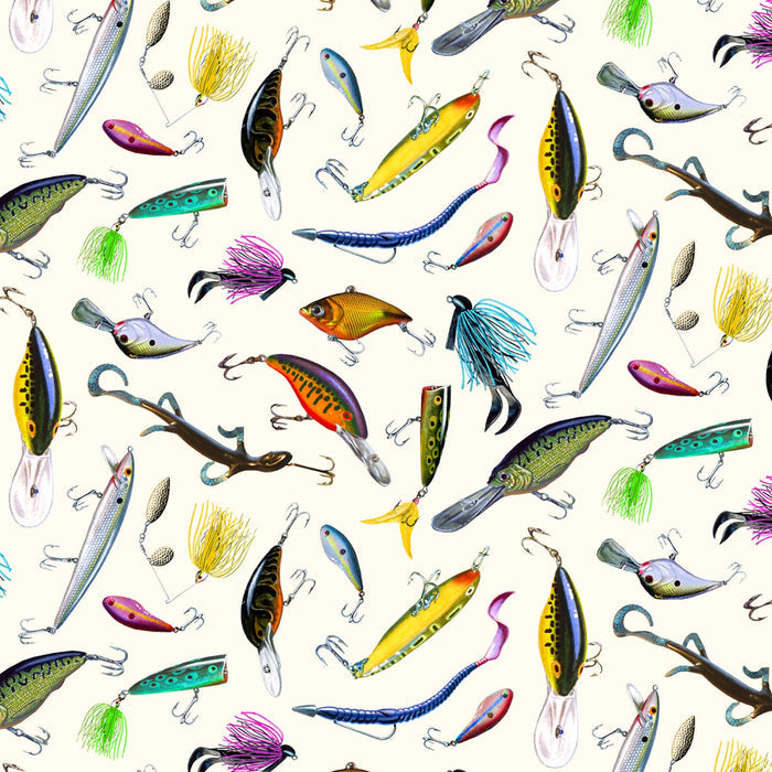 Top Rod Fishing Hooks Lures Fabric by the yard